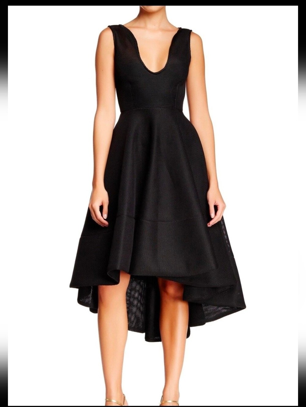 ISSUE NEW YORK Honeycomb Mesh A-Line DRESS Size M $478 BLACK NORDSTROM